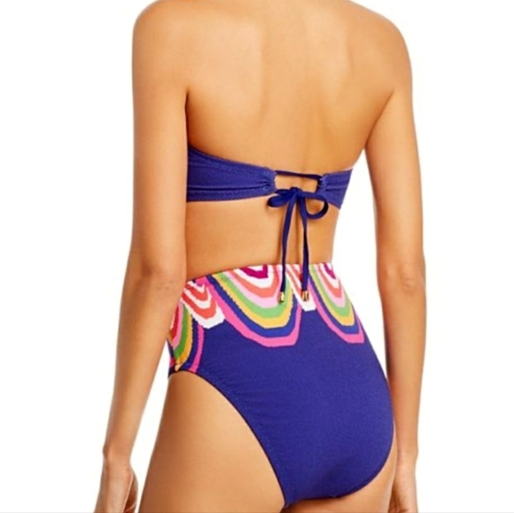 TRINA TURK Bikini Set NEW Rainbow Swirl high waist bottom bandeau top - Picture 3 of 4